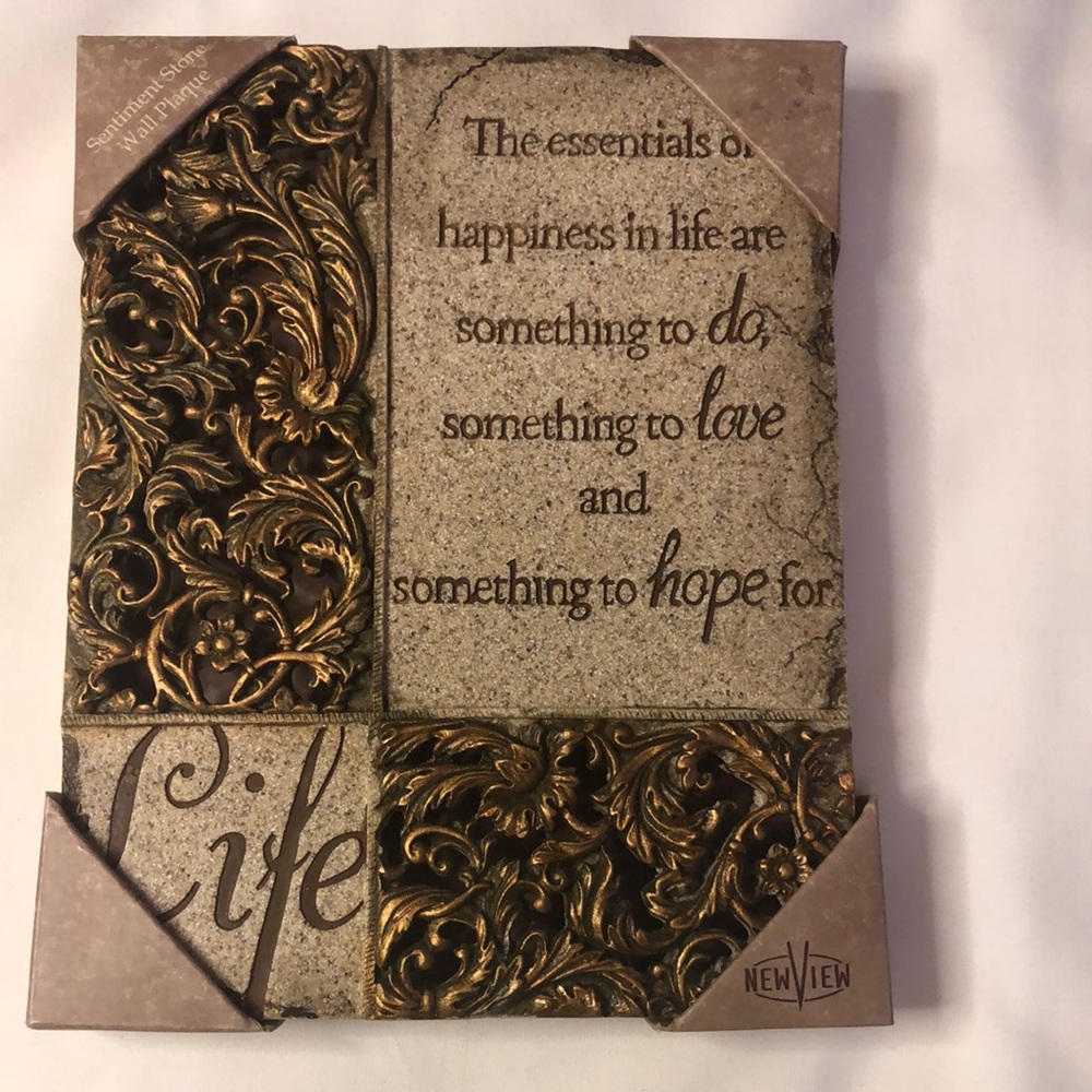 Sentiment stone wall hanging, new in box  7”x 9”